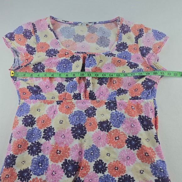 Boden Floral Print Dress Pink Purple‎ Blue Short Sleeve Cotton Blend Size 14 - Picture 7 of 9